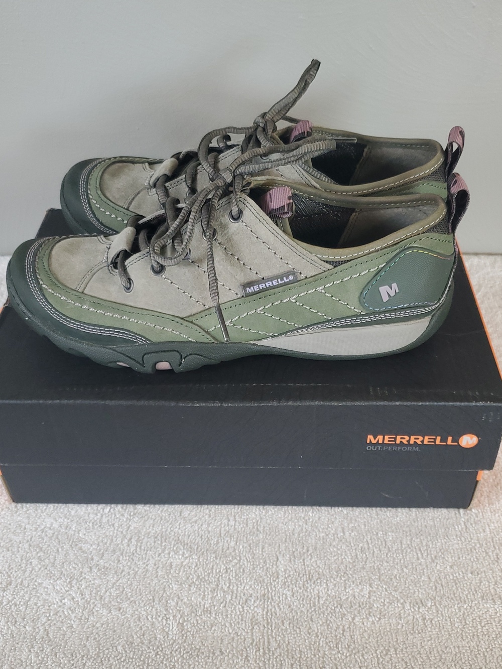 Womens MERRELL Mimosa Lace Dusty Olive Outdoor Sneakers. Size 7 - Picture 3 of 14